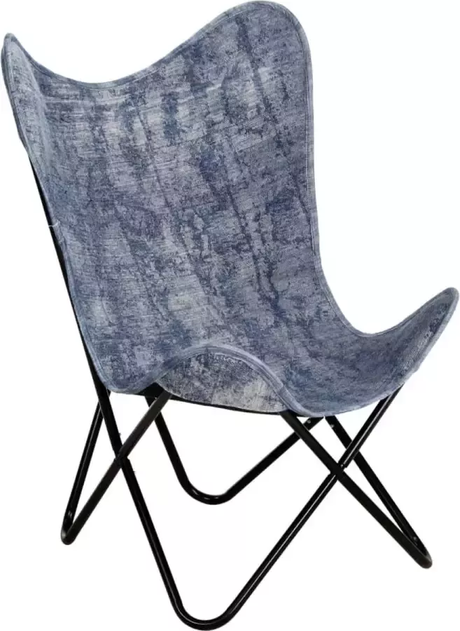 VidaLife Vlinderstoel canvas indigo-blauw