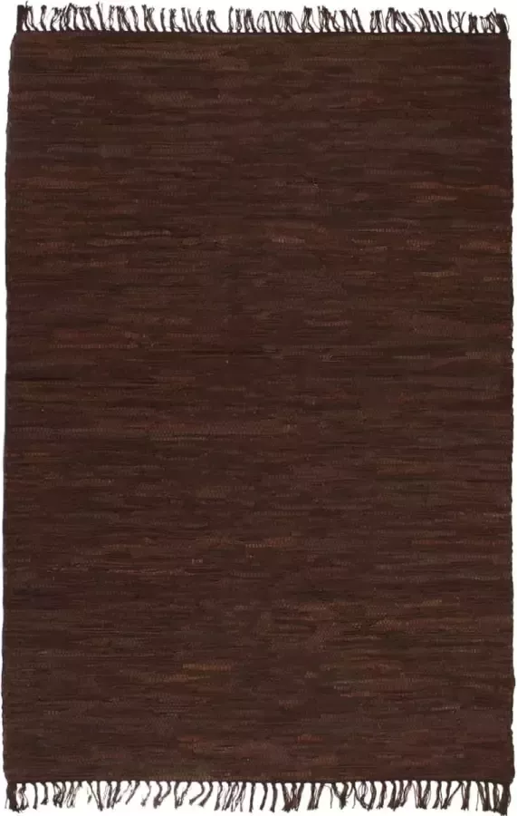 VidaLife Vloerkleed Chindi handgeweven 120x170 cm leer bruin