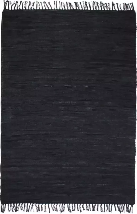 VidaLife Vloerkleed Chindi handgeweven 190x280 cm leer zwart