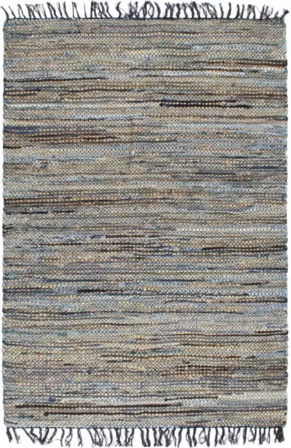 VidaLife Vloerkleed chindi handgeweven 200x290 cm denim jute meerkleurig