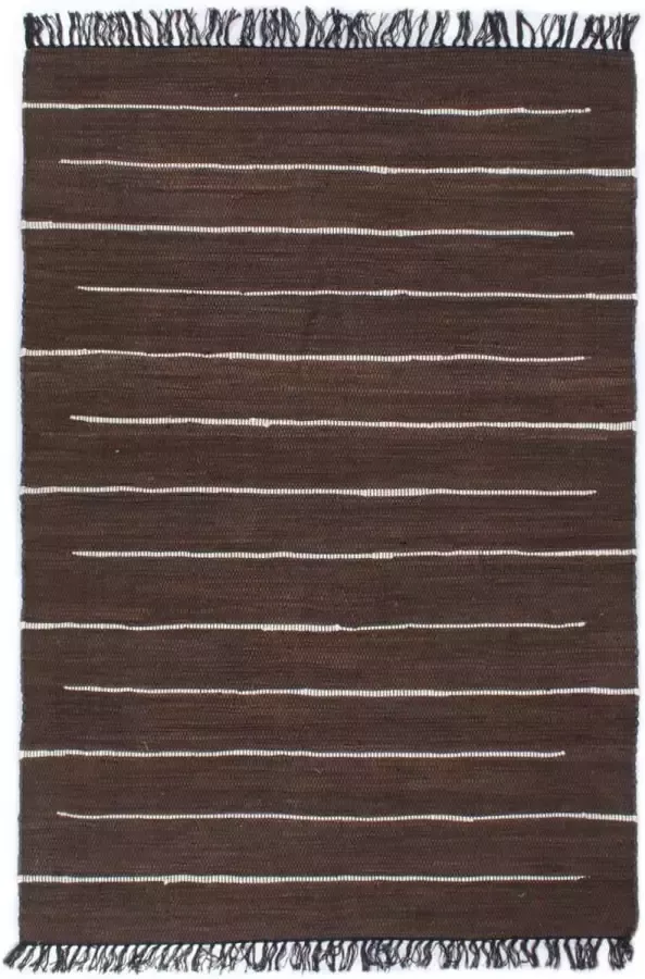 VidaLife Vloerkleed chindi handgeweven 200x290 cm katoen bruin
