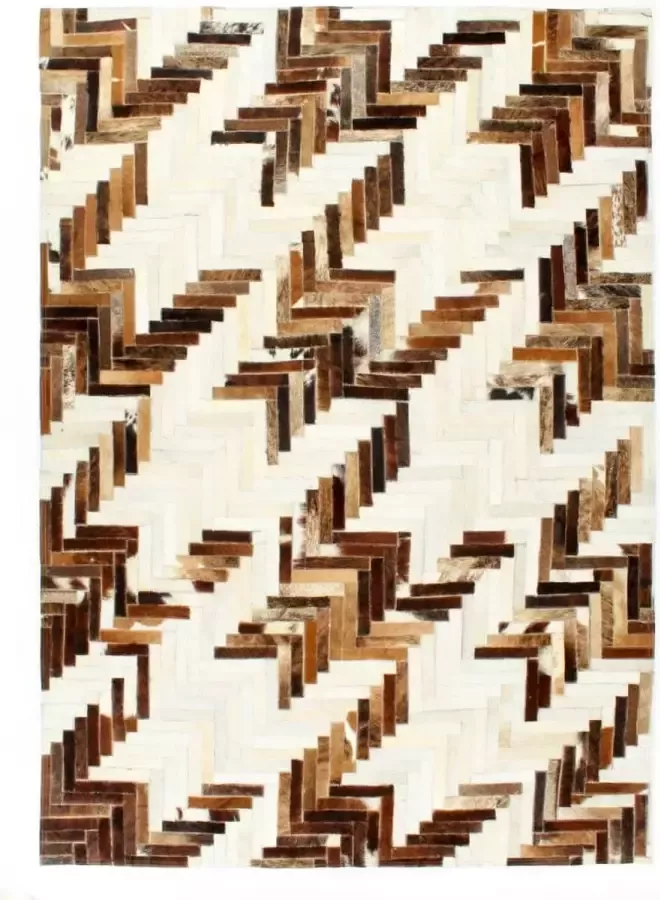 VidaLife Vloerkleed patchwork 160x230 cm echt harig leer bruin wit