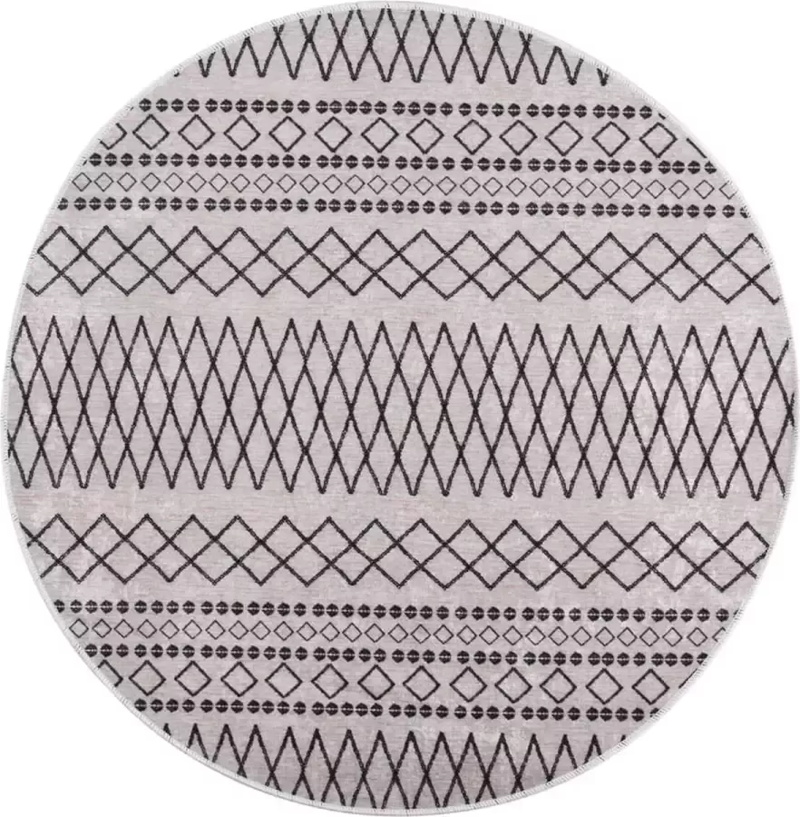 VidaLife Vloerkleed wasbaar anti-slip ø120 cm zwart en wit