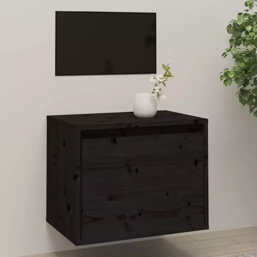 VidaLife Wandkast 45x30x35 cm massief grenenhout zwart