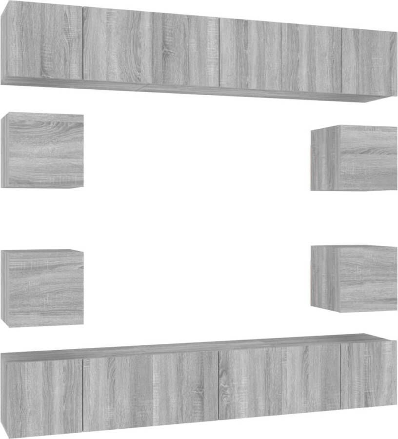 VidaXL -10-delige-Tv-meubelset-bewerkt-hout-grijs-sonoma-eikenkleurig