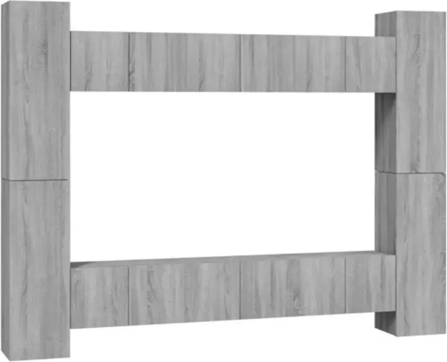 VidaXL 10-delige Tv-meubelset bewerkt hout grijs sonoma eikenkleurig - Foto 2