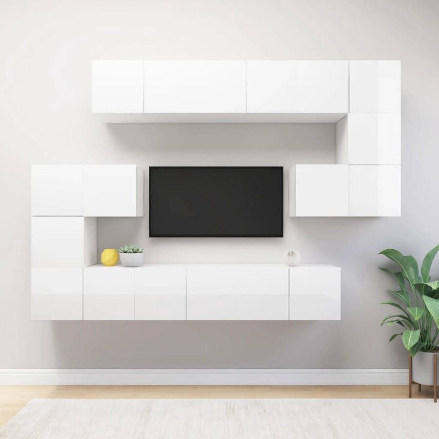 VidaXL 10-delige Tv-meubelset bewerkt hout hoogglans wit