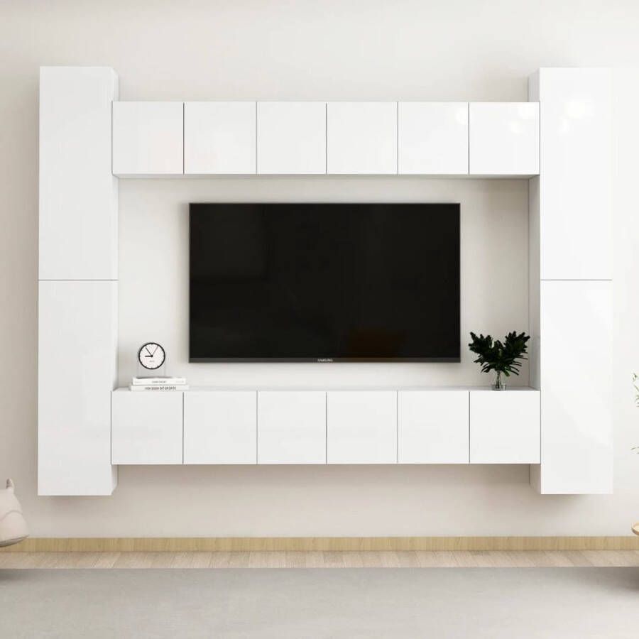 VidaXL 10-delige Tv-meubelset bewerkt hout hoogglans wit - Foto 1