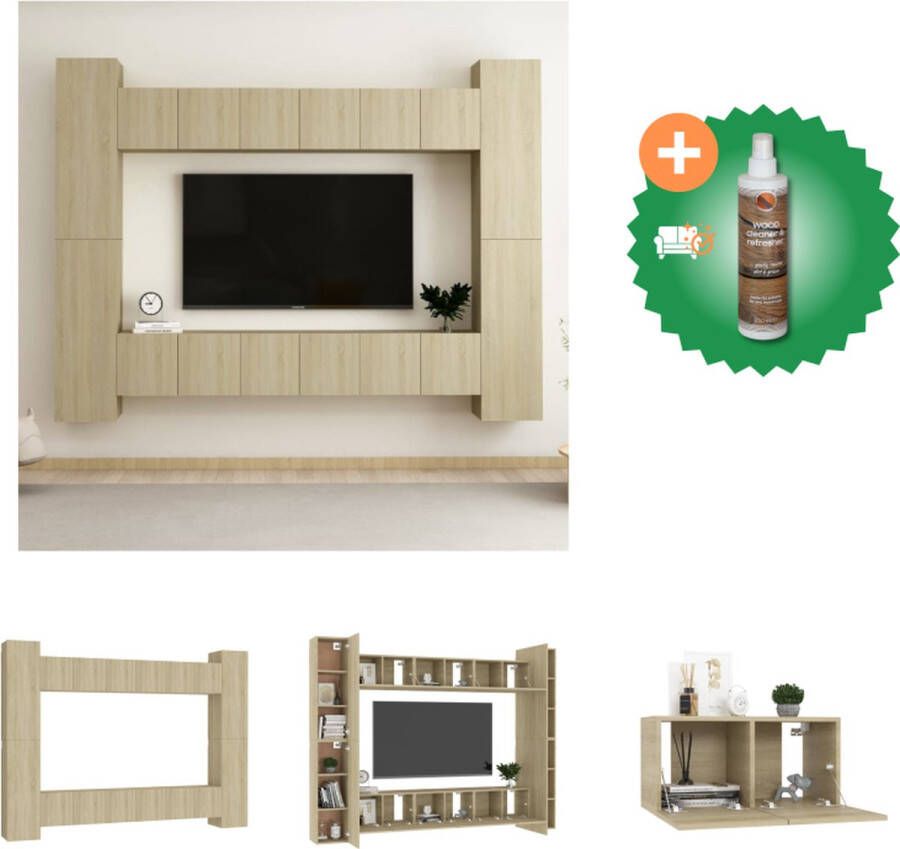 VidaXL Hangende TV-meubelset Spaanplaat Sonoma eiken TV-kasten 30.5 x 30 x 30 cm 60 x 30 x 30 cm 30.5 x 30 x 60 cm 30.5 x 30 x 90 cm (B x D x H) Kast Inclusief Houtreiniger en verfrisser