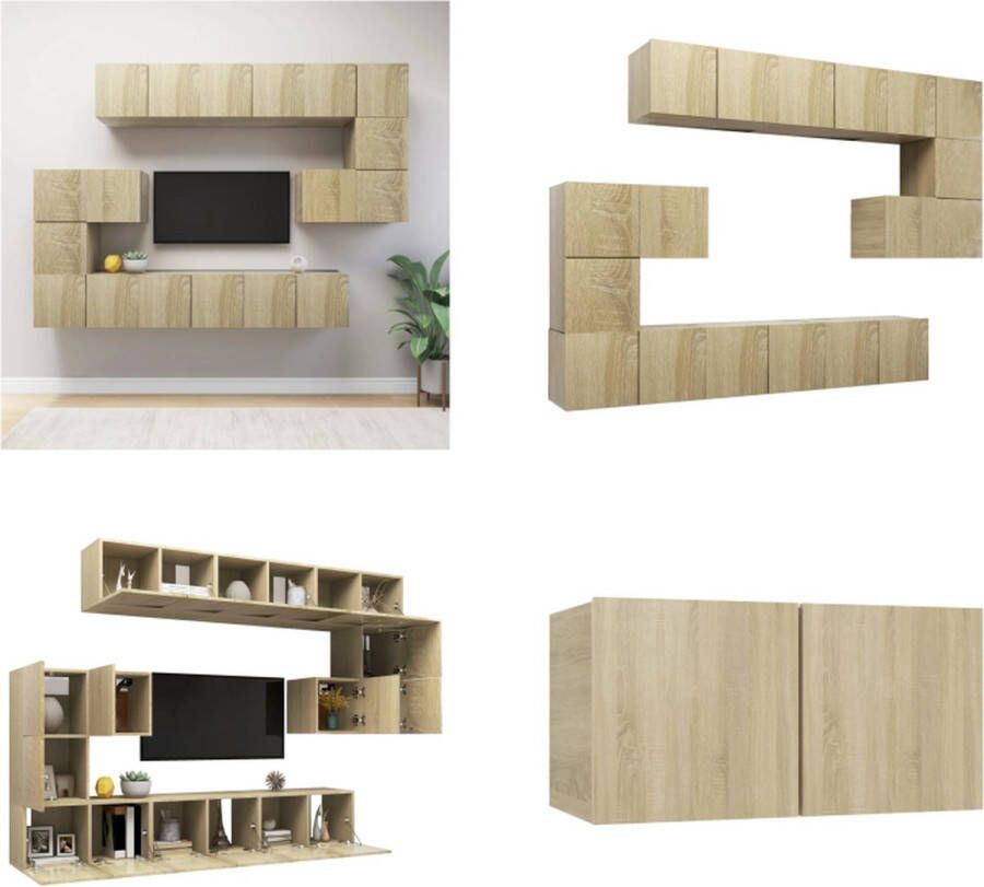 VidaXL 10-delige Tv-meubelset bewerkt hout sonoma eikenkleurig Tv-kastenset Tv-kastensets Tv-kasten Tv-meubelset