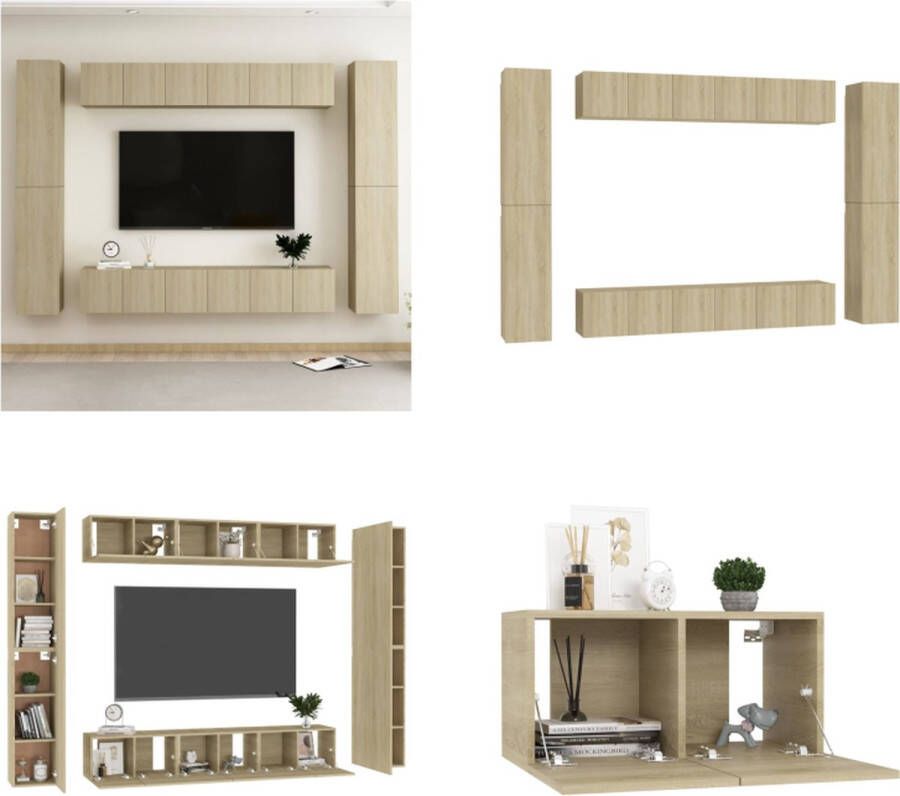 VidaXL 10-delige Tv-meubelset bewerkt hout sonoma eikenkleurig Tv-meubelset Tv-meubelsets Tv Meubelset Tv Meubelsets