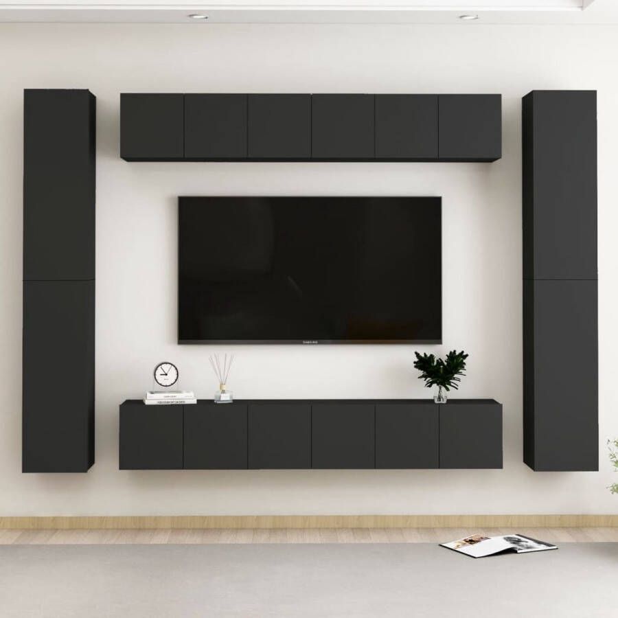 VidaXL 10-delige Tv-meubelset bewerkt hout zwart - Foto 2