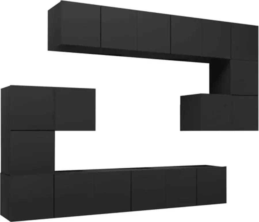 VIDAXL 10-delige Tv-meubelset bewerkt hout zwart - Foto 3