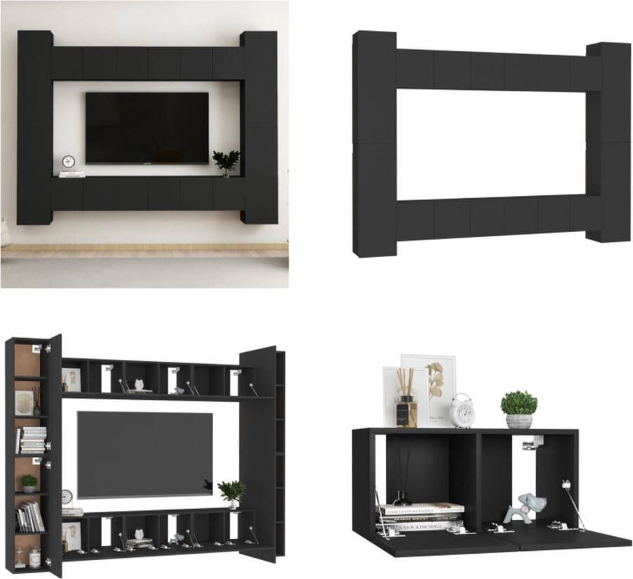 VidaXL 10-delige Tv-meubelset bewerkt hout zwart Tv-meubelset Tv-meubelsets Tv Meubelset Tv Meubelsets
