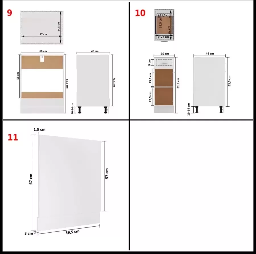 VIDAXL 11-delige Keukenkastenset spaanplaat wit - Foto 2