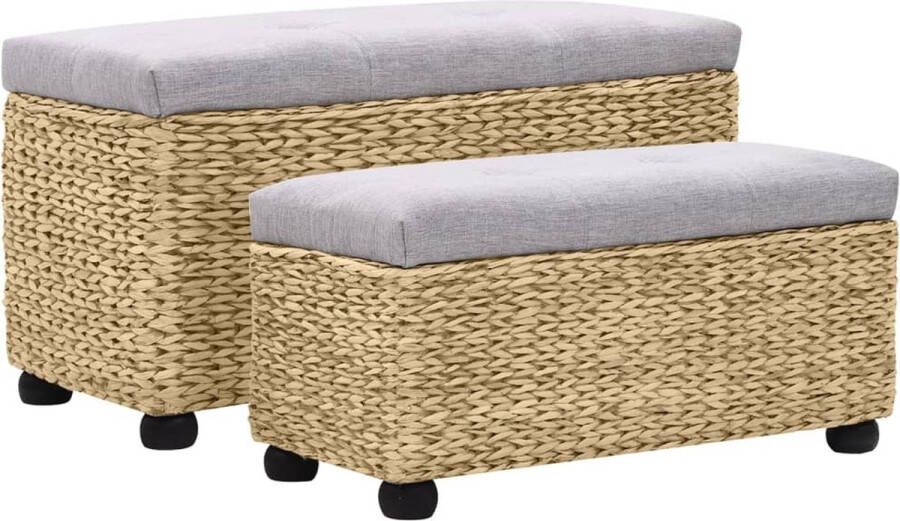 VidaXL Bankstel 2-delig Zeegras Grijs Banken Zeegras Meubilair Landelijke Stijl Binnenbank Relaxstoel Woonkamer Decoratie Grijze Bank Opslagruimte Comfortabele Stoelen Buitenbank - Foto 2