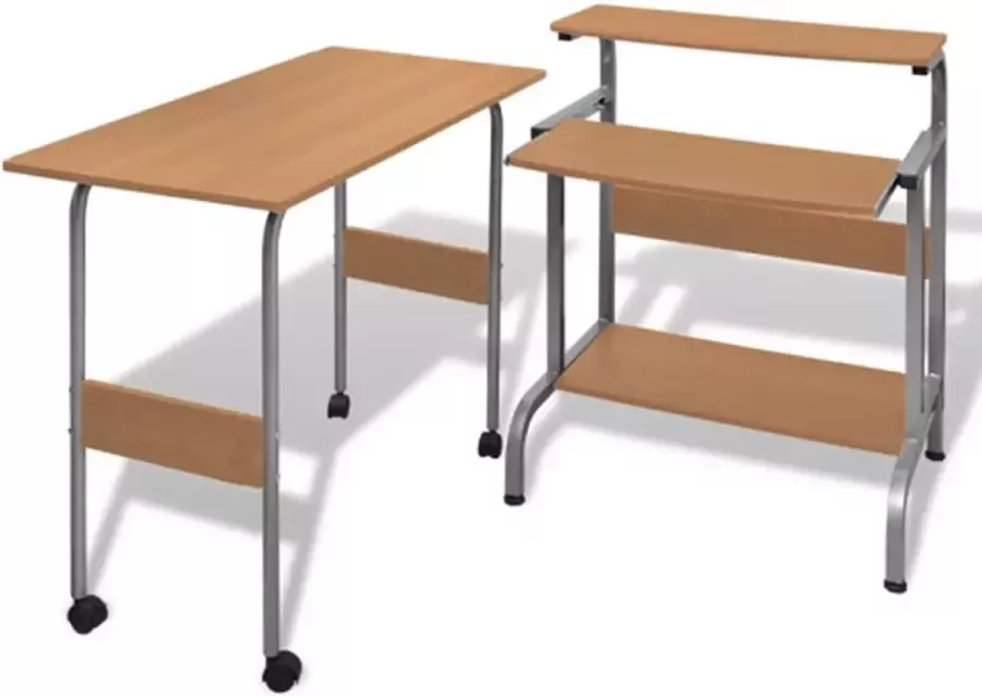 VidaXL -2-delige-computer-bureauset-(bruin) - Foto 2