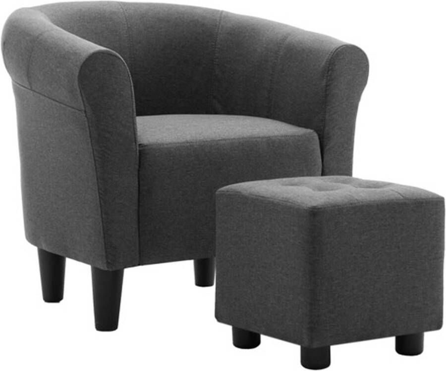 VidaXL 2-delige Fauteuilset met hocker stof donkergrijs - Foto 2
