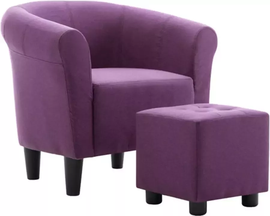 VidaXL 2-delige Fauteuilset met hocker stof paars - Foto 2