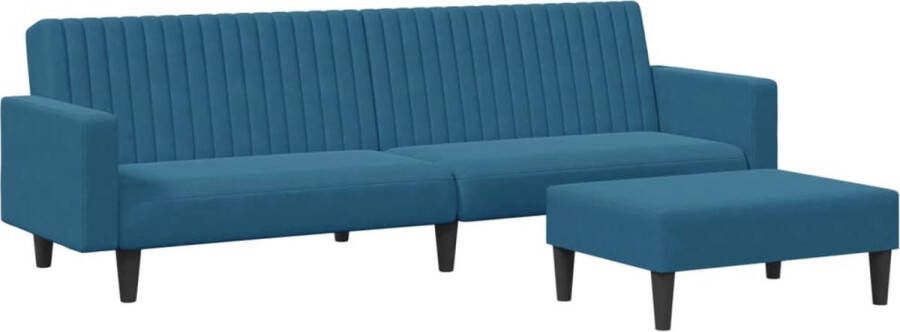 VidaXL Loungeset Fluweel Blauw 2-delig Slaapbank Sofa Lounge Set Tweepersoonsbed Fluweelsofa - Foto 2