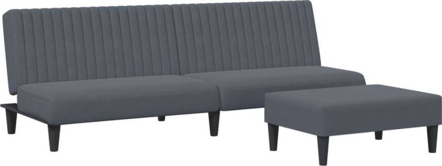 VidaXL Loungeset Fluweel Donkergrijs 2-delig Slaapbank Lounge Sofa Tweepersoonsbed Donkere Kleuren Fluweelsofa