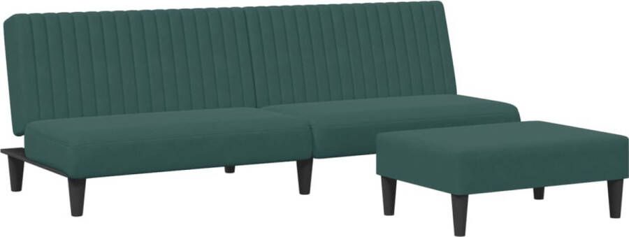 The Living Store Slaapbank Donkergroen Fluweel 200 x 100 x 32cm 2-in-1 functie Slaapbank Lounge Sofa Tweepersoonsbed Donkere Kleuren Fluweel Meubilair - Foto 2