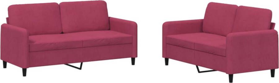 The Living Store Sofa Wijnrood Fluweel 2-zitsbank 140 cm Comfortabele Zitervaring Sofa Bankstel Lounge Set Fluweel Sofa Rode Bank - Foto 2