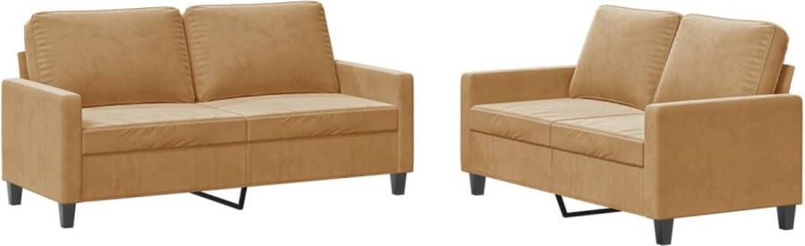 The Living Store Fluweel 2-zitsbank 138 x 77 x 80 cm Bruin Comfortabel Zitten Stabiel Frame Tweezitsbank Loungebank Bankstel Velvet Bank Bruine Bank - Foto 2