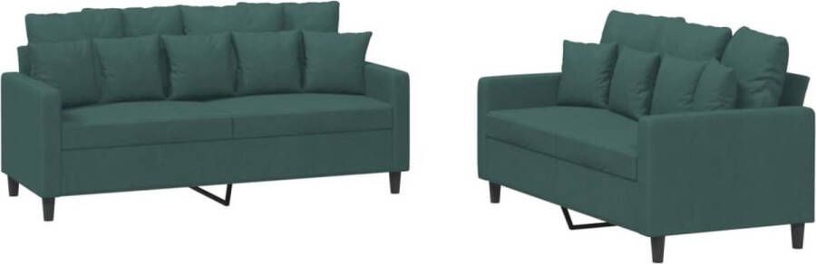 The Living Store Loungeset Fluweel Donkergroen 2-zitsbank 120 cm Comfortabel Zitten Loungeset Bankstel Velvet Bank Donkere Groene Bank 2 Persoons Bank - Foto 2