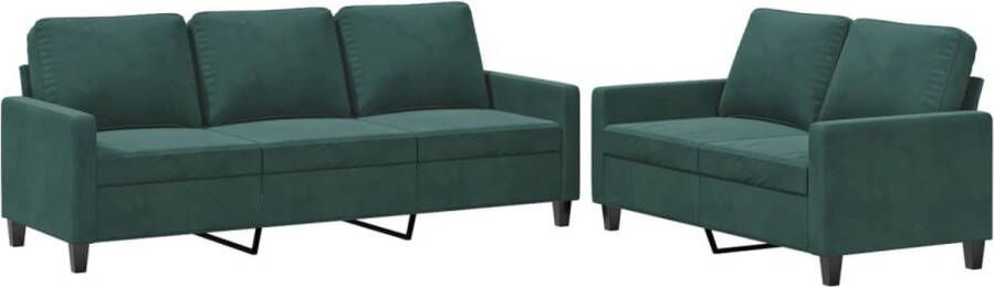 VidaXL Loungeset 2-delig Fluweel Donkergroen