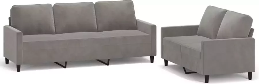 VIDAXL 2-delige Loungeset met kussens fluweel lichtgrijs - Foto 2