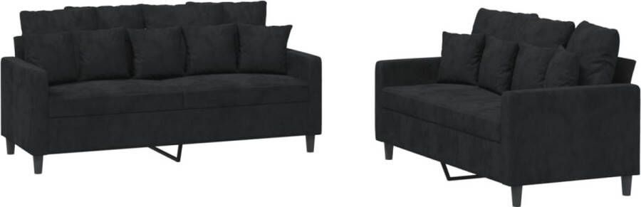 Vida XL vidaXL 2-delige Loungeset met kussens fluweel zwart-VXL-3201705 - Foto 2