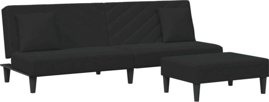 VidaXL -2-delige-Loungeset-met-kussens-fluweel-zwart - Foto 4