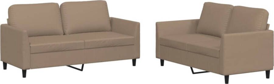 VidaXL -2-delige-Loungeset-met-kussens-kunstleer-cappuccino - Foto 2
