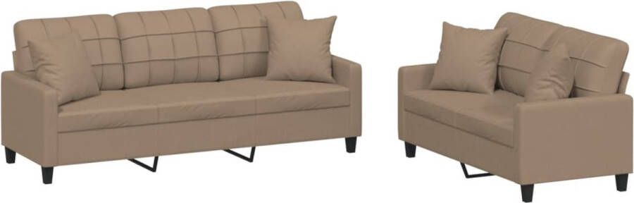 VidaXL -2-delige-Loungeset-met-kussens-kunstleer-cappuccinokleurig - Foto 2
