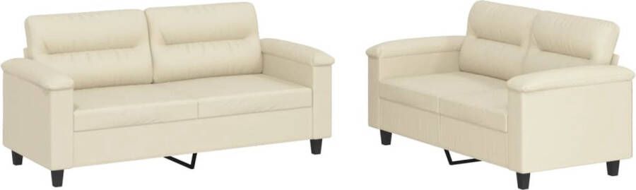 VidaXL Loungeset 2-delig Kunstleer Crème