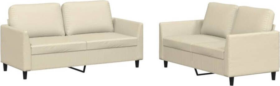 The Living Store 2-delige Loungeset met kussens kunstleer crème Loungeset Bankstel Kunstleder Sofa Lounge Set Creme Kleuren Meubels