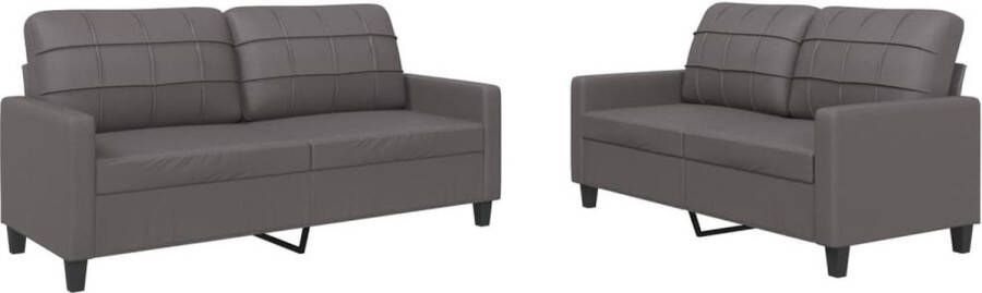 Vida XL vidaXL 2-delige Loungeset met kussens kunstleer grijs-VXL-3201360 - Foto 4