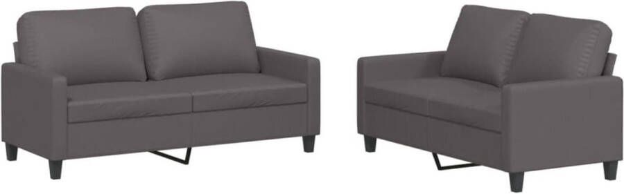 The Living Store Loungeset Kunstleer Grijs 138 x 77 x 80cm 2-zitsbank Loungebank Tuinset Loungemeubel Kunstleder Sofa 2 Persoons Bank - Foto 2