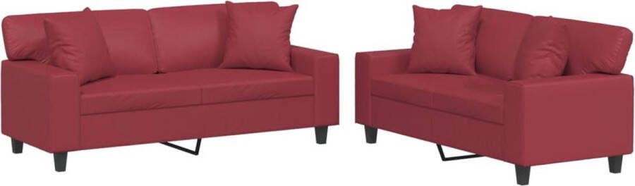 VidaXL -2-delige-Loungeset-met-kussens-kunstleer-wijnrood - Foto 3