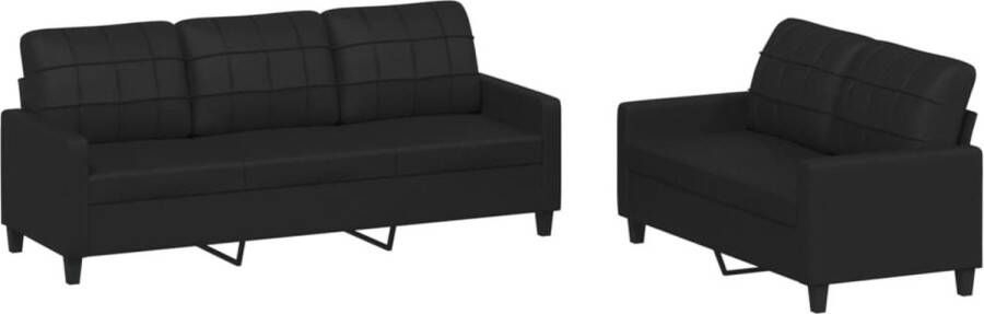 Vida XL vidaXL 2-delige Loungeset met kussens kunstleer zwart-VXL-3201418 - Foto 3