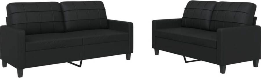 Vida XL vidaXL 2-delige Loungeset met kussens kunstleer zwart-VXL-3201358 - Foto 3