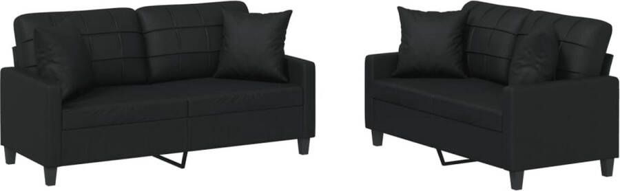 Vida XL vidaXL 2-delige Loungeset met kussens kunstleer zwart-VXL-3201368 - Foto 3