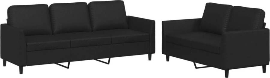 VidaXL Loungeset 2-delig Kunstleer Zwart Loungebank Zitzitting Bankstel Zwarte Lounge Set Kunstleder Sofa