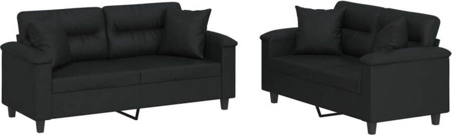 VidaXL Loungeset 2-delig Kunstleer Zwart Loungebank Zweefstoelen Tuinlounge Buitenkamer Tuinset
