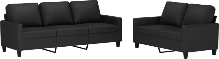 VidaXL 2-delige Loungeset met kussens kunstleer zwart - Foto 2