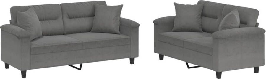 The Living Store Loungeset 2-zitsbank Donkergrijs Microvezel Comfortabel Zitten Loungeset 2 Persoons Bank Lounge Meubilair Tuinmeubelen Buitenmeubelen - Foto 2
