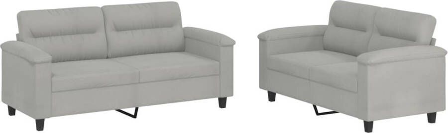 The Living Store Loungeset Bank 2-zitsbank 140 cm lichtgrijs Microvezel Comfortabel Duurzaam Loungeset 2 Persoons Bank Bankstel Lounge Meubilair Microvezel Bank