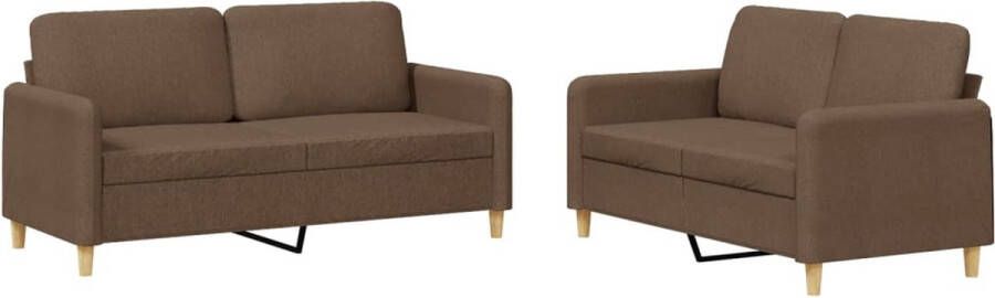 The Living Store 2-delige Loungeset met kussens stof bruin Bruine Bankstel Lounge Set Bankstel Voor Woonkamer 2 Persoons Bank Bruine Sofa - Foto 2