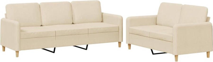 VidaXL Loungeset 2-delig Crèmekleurig Met kussens Loungebank Bankstel Tuinset Lounge Set Relaxstoel